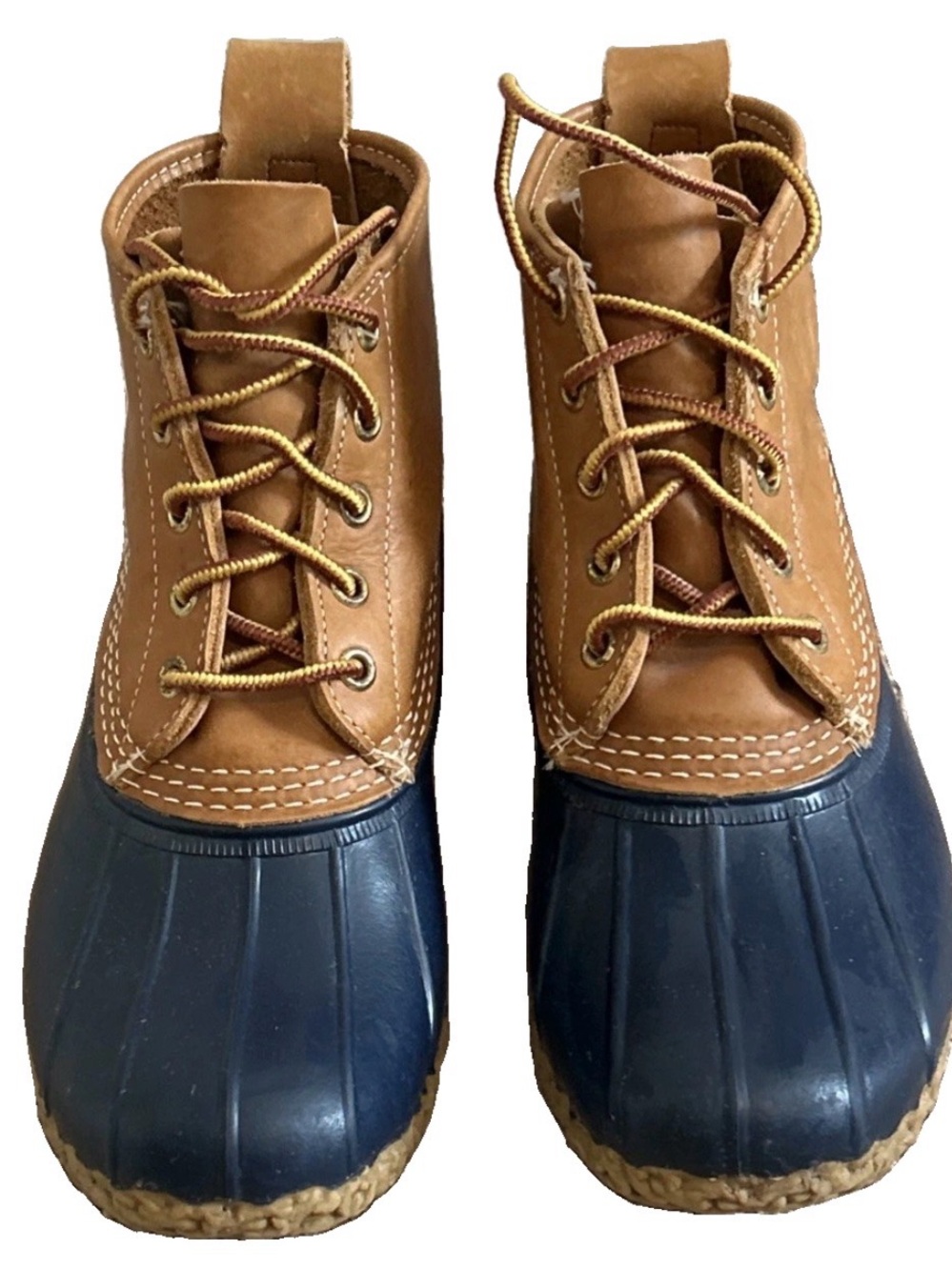 LL Bean Duck Ankle Boots Womens 7 Leather Rubber Rain Waterproof 5-Eye Lace Up